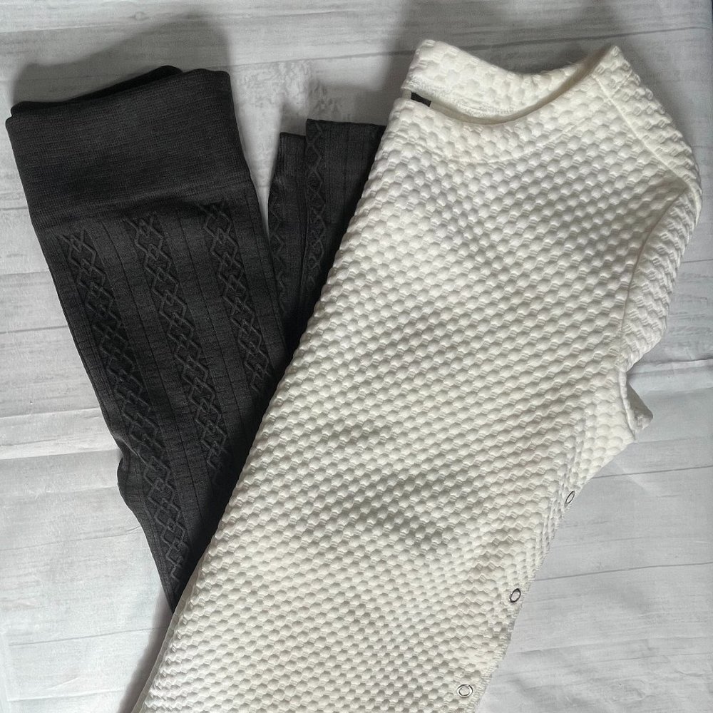 2 Piece Small Time True Gray Leggings/Cream Reflex Small Top